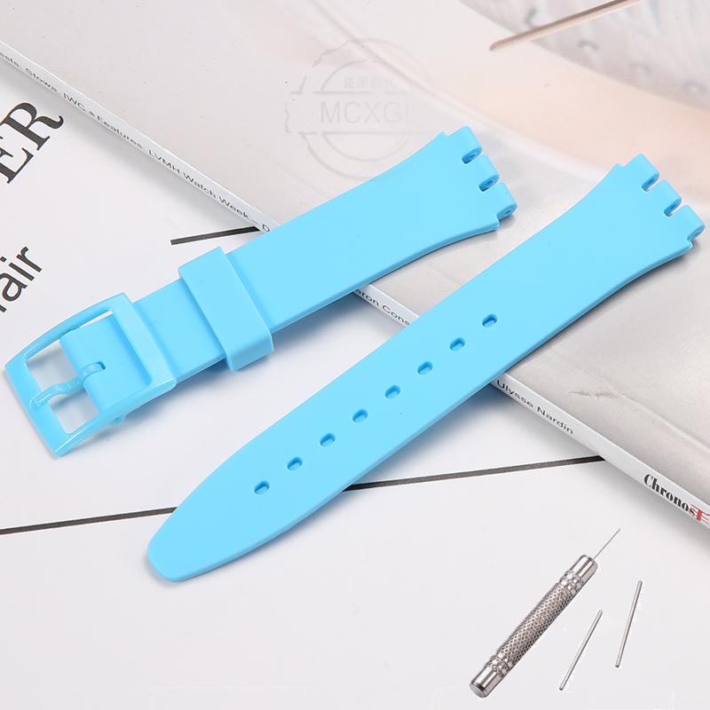 Силиконовый Ремешок Для Часов Swatch 17мм 19мм 20мм Пряжка-Штырек Водонепроницаемый Браслет Наручный Аксессуары Для Часов