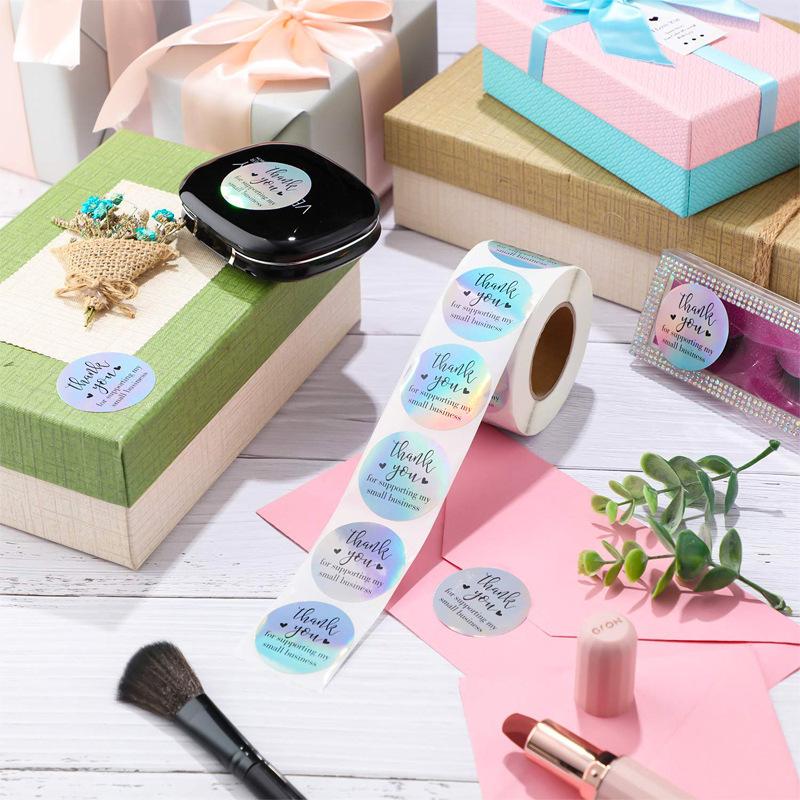 Лазерные, Наклейки из радужной пленки, Наклейки для запечатывания подарков, Круглые, Водонепроницаемые, Светоотражающая бумага, Самоклеящиеся этикетки