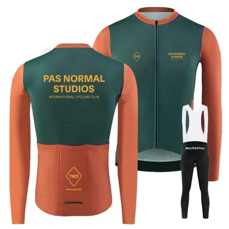 Winter Cycling Set Thermal Fleece Long Sleeve Jersey Bib Pants Road Bike Racing