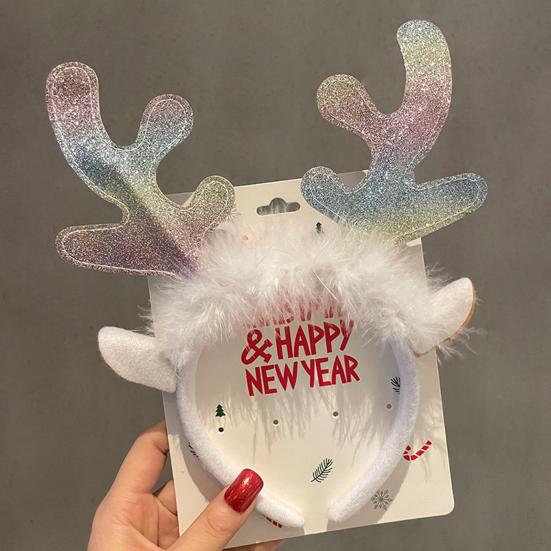 Рождественская повязка на голову с блестящими пайетками, бант для ушей, декор Санта-Клауса, эластичная весенняя противоскользящая повязка, обычная посадка, узкая полоса, реквизит для новогодней вечеринки, аксессуары для волос