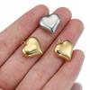 5pcs Solid Inner Stainless Steel Love Heart Pendants Charm Gold Color 16x18mm Charms for Necklace Bracelet Chains DIY Ornaments