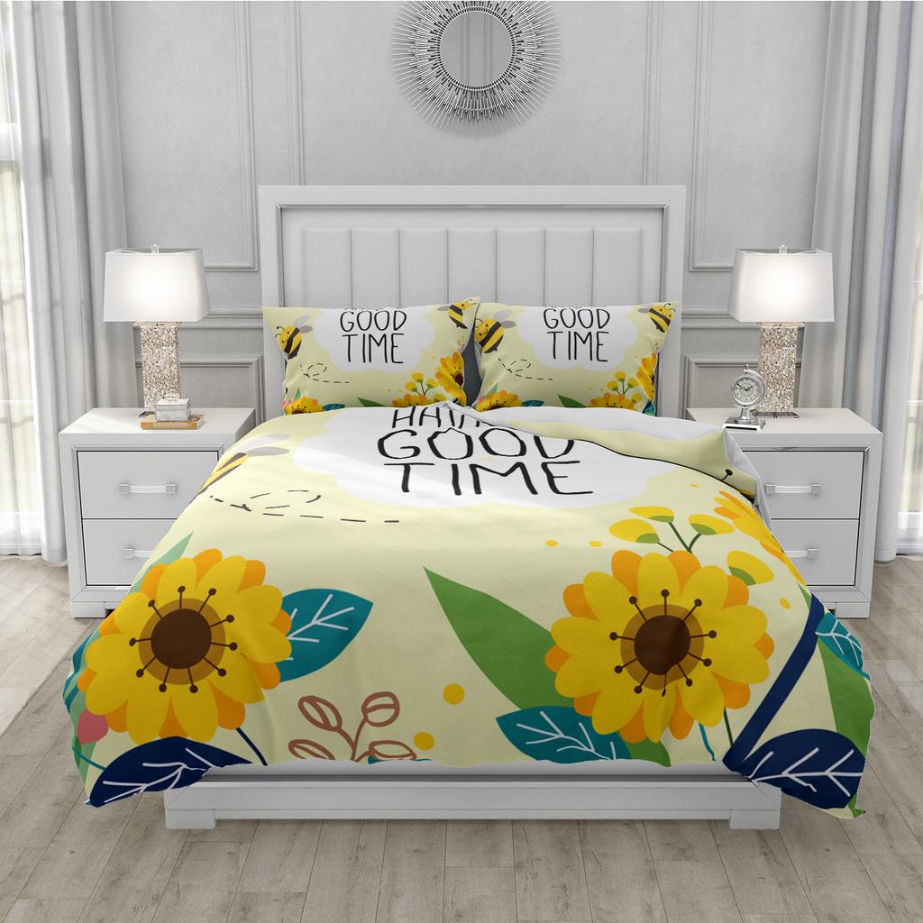 3D Printed Cartoon Style Duvet Cover Kit Ultra-fine Fiber Pillowcase 2024 New Wholesale Cute And Comfortable Animal Kit