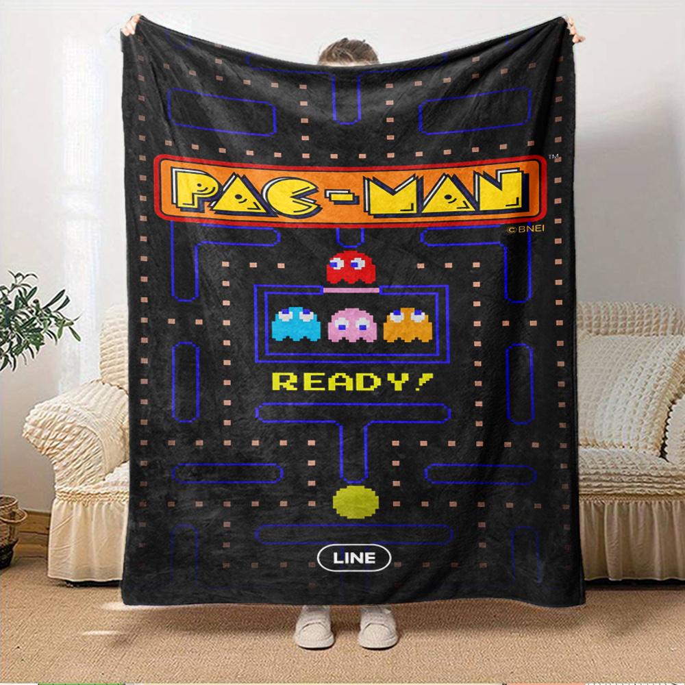 1pc Pac-Man,Arcade,RetroDigital Print Fleece Blanket - Contemporary Style, Suitable for All Seasons, Perfect for Home, Travel, or Camping -