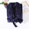 Men Women Plush Fleece Bath Robe Knee-Length Lapel Tie Design Water Absorbent Winter Loungewear Daily Wear Sleepwear