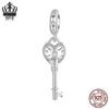 Heart Pendant 3D Love Key Beads, S925 Sterling Silver-Plated Platinum DIY Bracelet Jewelry for Girls