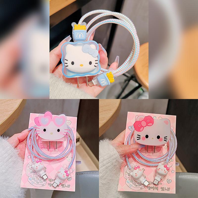 Hello Kitty Защита для зарядного кабеля и данных Чехол-протектор для Apple iPhone 18/20W Защита зарядки Защита от переломов Набор органайзеров для кабеля данных