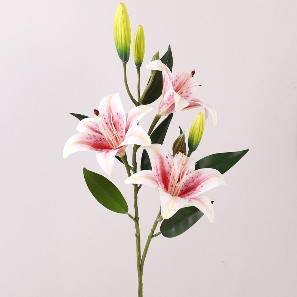 Real Touch Artificial Flower Branch Plastic Fake Flowers Silk Lilium Brownii Flower Wedding Decor