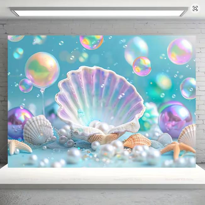 Underwater Mermaid Background Underwater World Castle Girl Princess Birthday Party Decoration Supplies Baby Shower Arran 234