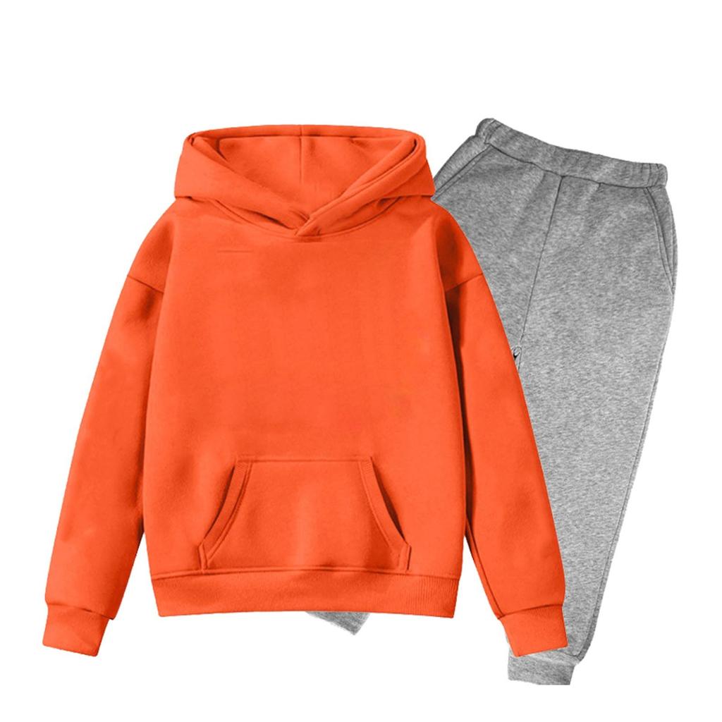 Children's Solid Color Sweatshirt Set (pants + Top)