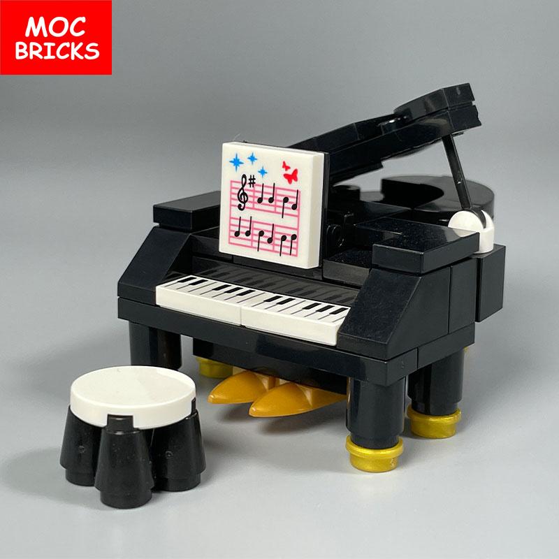 MOC Bricks Suona Horn Music Score Singer Saxophone Bass Figure Musical Instruments Educatinal Building Blocks Kids Girls Toys