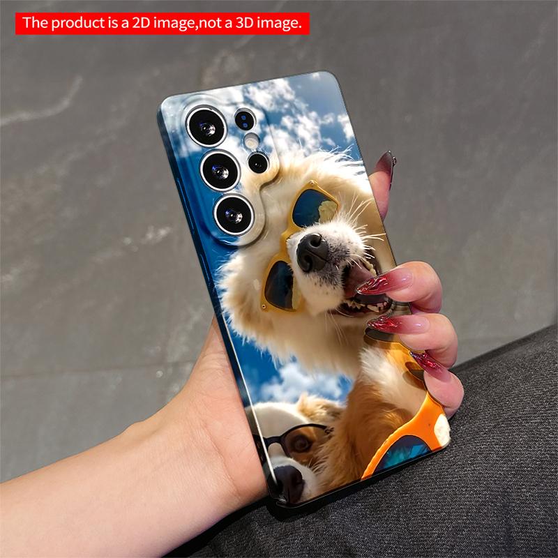 2DFlat Samsung phone case Sunglasses Dogs Sky Selfie Phone Case Applicable to Galaxy S22 S23 S24 S25ULTRA S26 A12 A13 A14 A15 A16