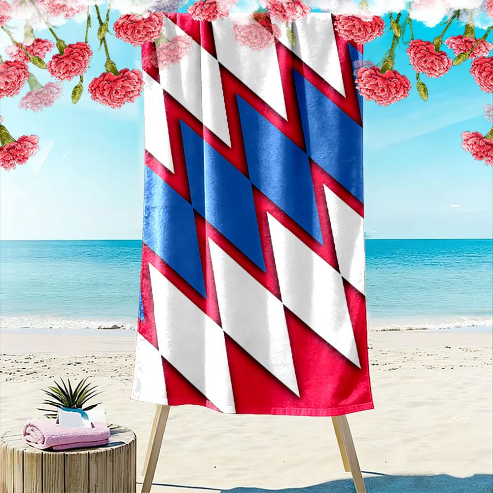 Vivid geometric waves Print beach towel, quick drying, suitable for travel, outdoor sports, jogging, the beach and swimming, gift