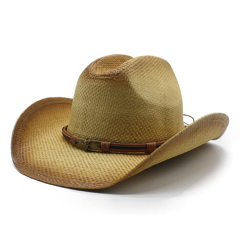 Outdoor Summer Ethnic Style Western Denim Spray Paint Straw Hat Tibetan Tibetan Top Hat Men'S And Women'S