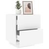Nightstand with LED Lights White Engineered Wood