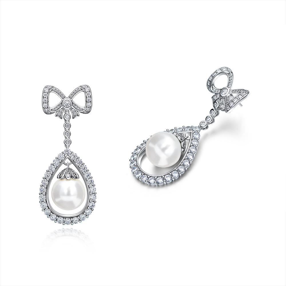 Gica Gema Серьги-капли из 100% стерлингового серебра 925 пробы с бантом, уникальный дизайн, романтические ювелирные изделия, подарки для свадебной вечеринки