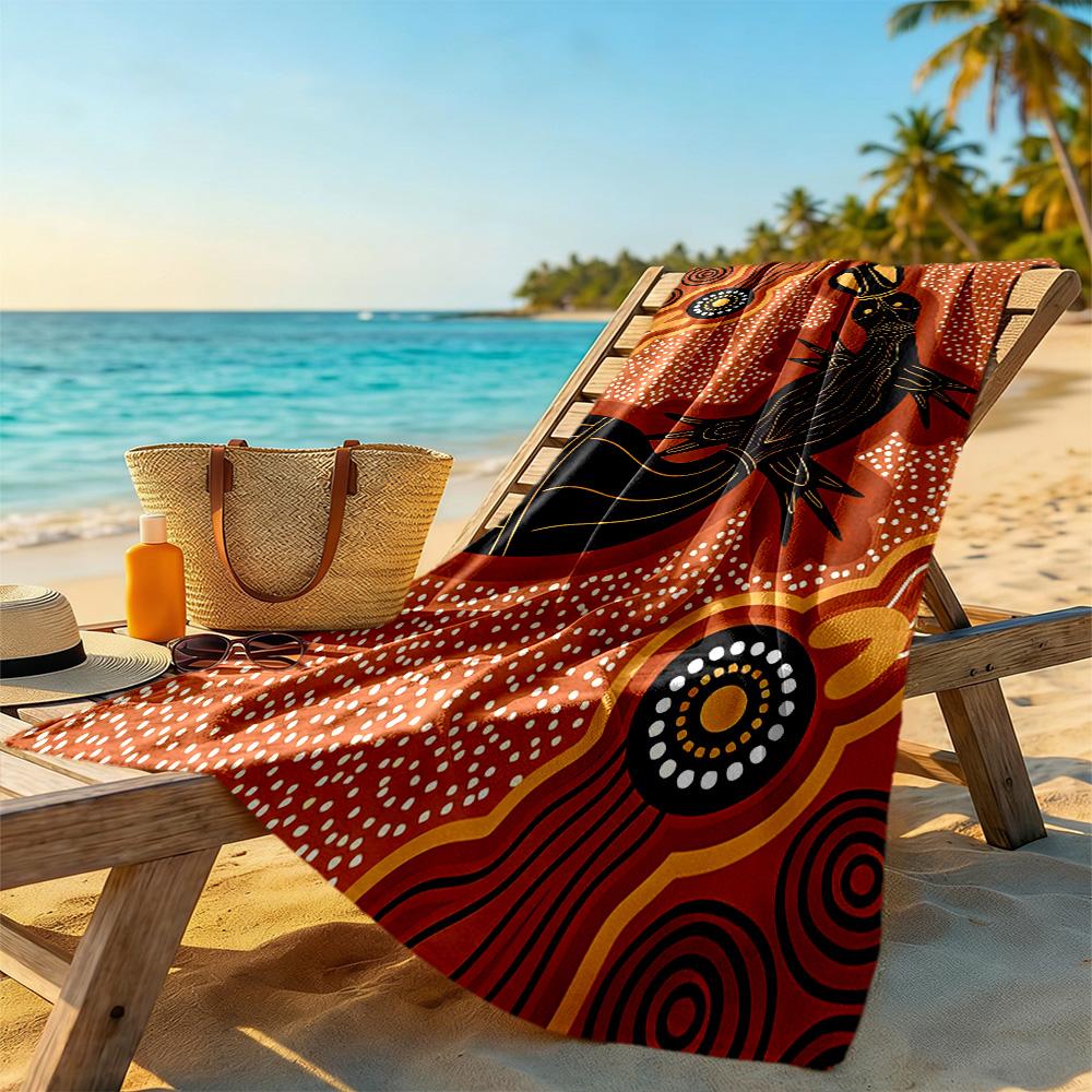 Australian Aboriginal Style Beach Towel Quick-Dry Soft Microfiber Comfortable Lightweight