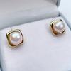 Jewelry earrings for women, pure silver ear studs, pearl earrings, elegant style, gold-colored, high-end accessories