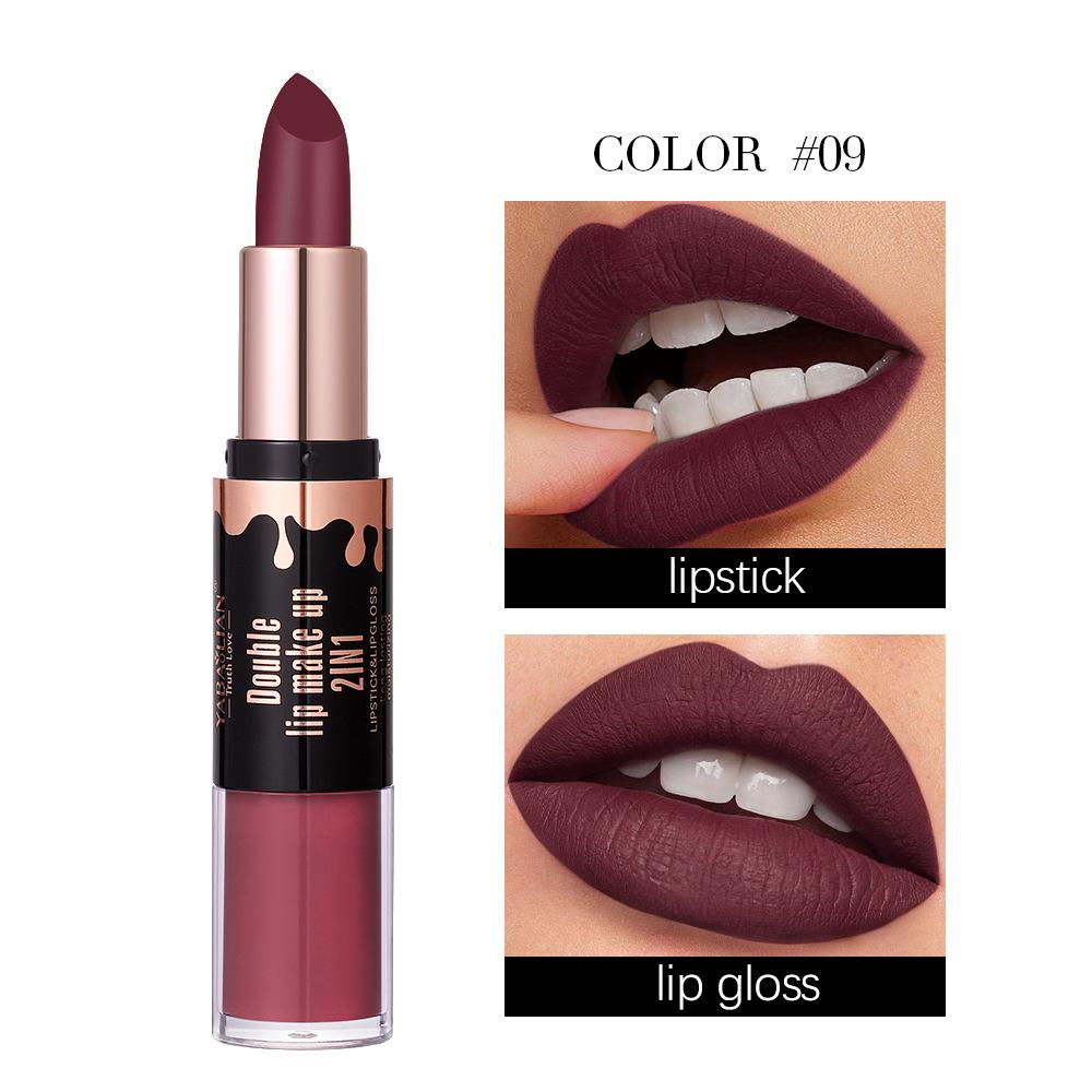 Двухкомпонентная матовая помада для губ с антипригарным покрытием Cup Velvet Mist Lip Glaze 2-в-1 водостойкий стойкий увлажняющий блеск для губ