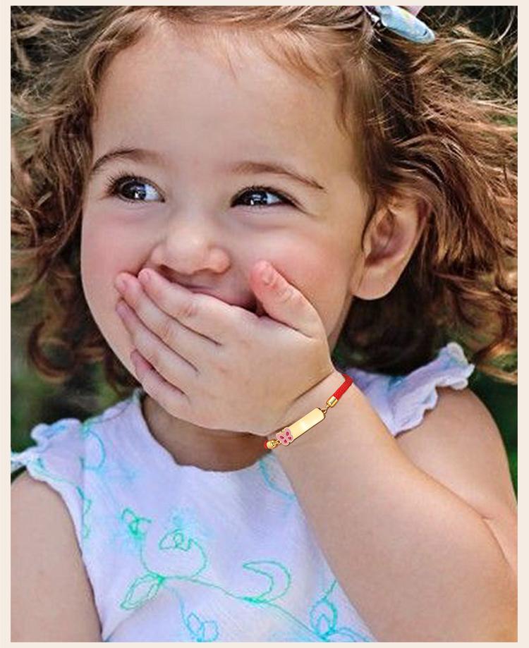 Personalized Baby Name Bracelet, Red String Adjustable,charms Flower Butterfly Stainless Steel Bar ID Bracelet for Kid Child