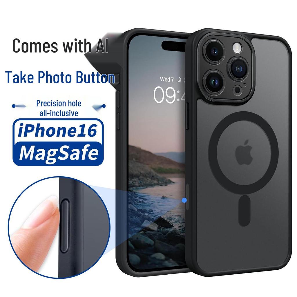 Матовая магнитная чехол-накладка для Apple iPhone 16 Pro с точными вырезами и удобными для камеры кнопками