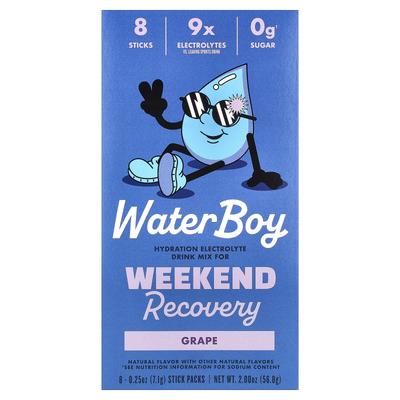 Waterboy, Weekend Recovery, Гидратирующий электролитный напиток, вкус винограда, 8 стиков по 7,1 г (0,25 унции) Каждый
