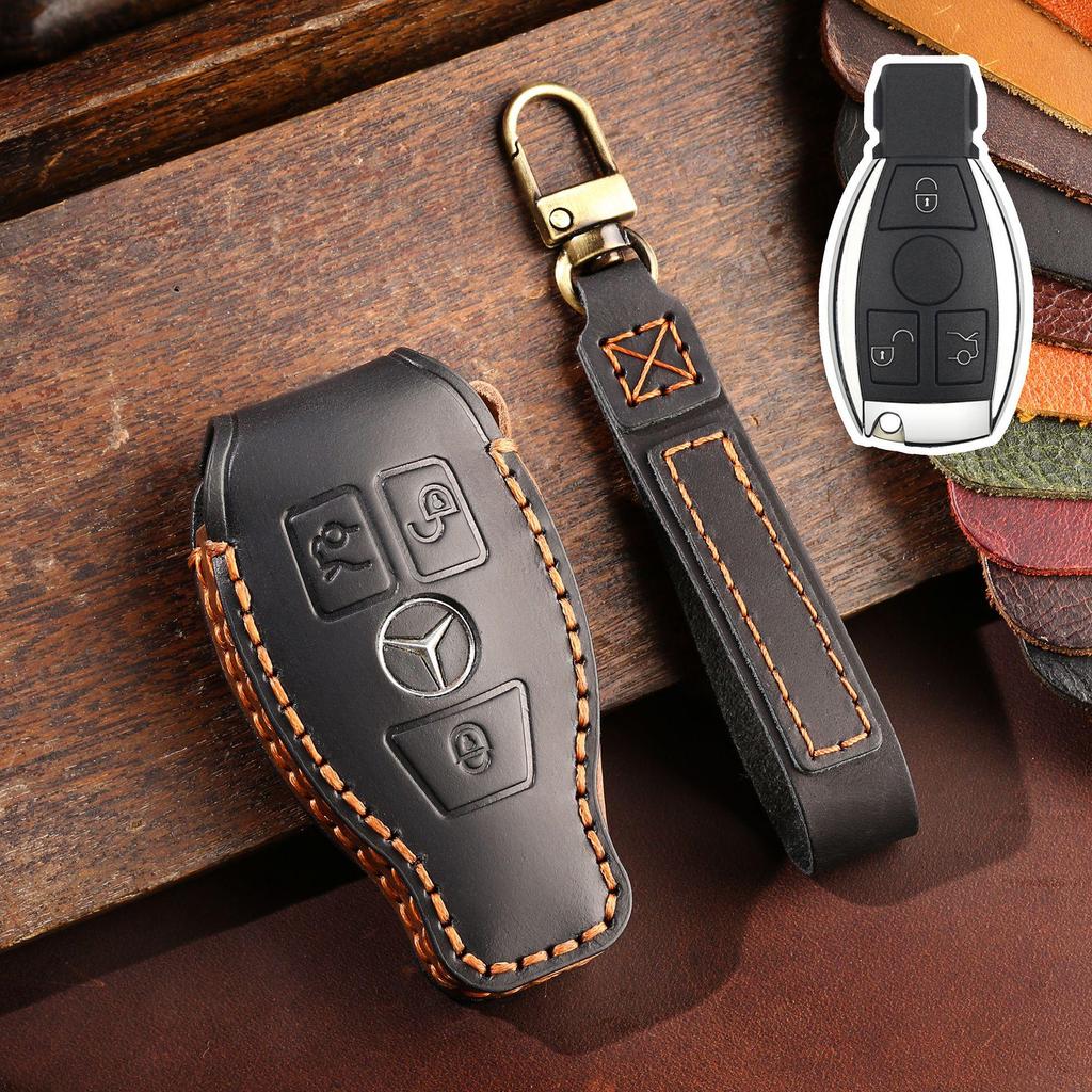 Mercedes-Benz C260L/C200L Handmade Leather Key Cover with Chain