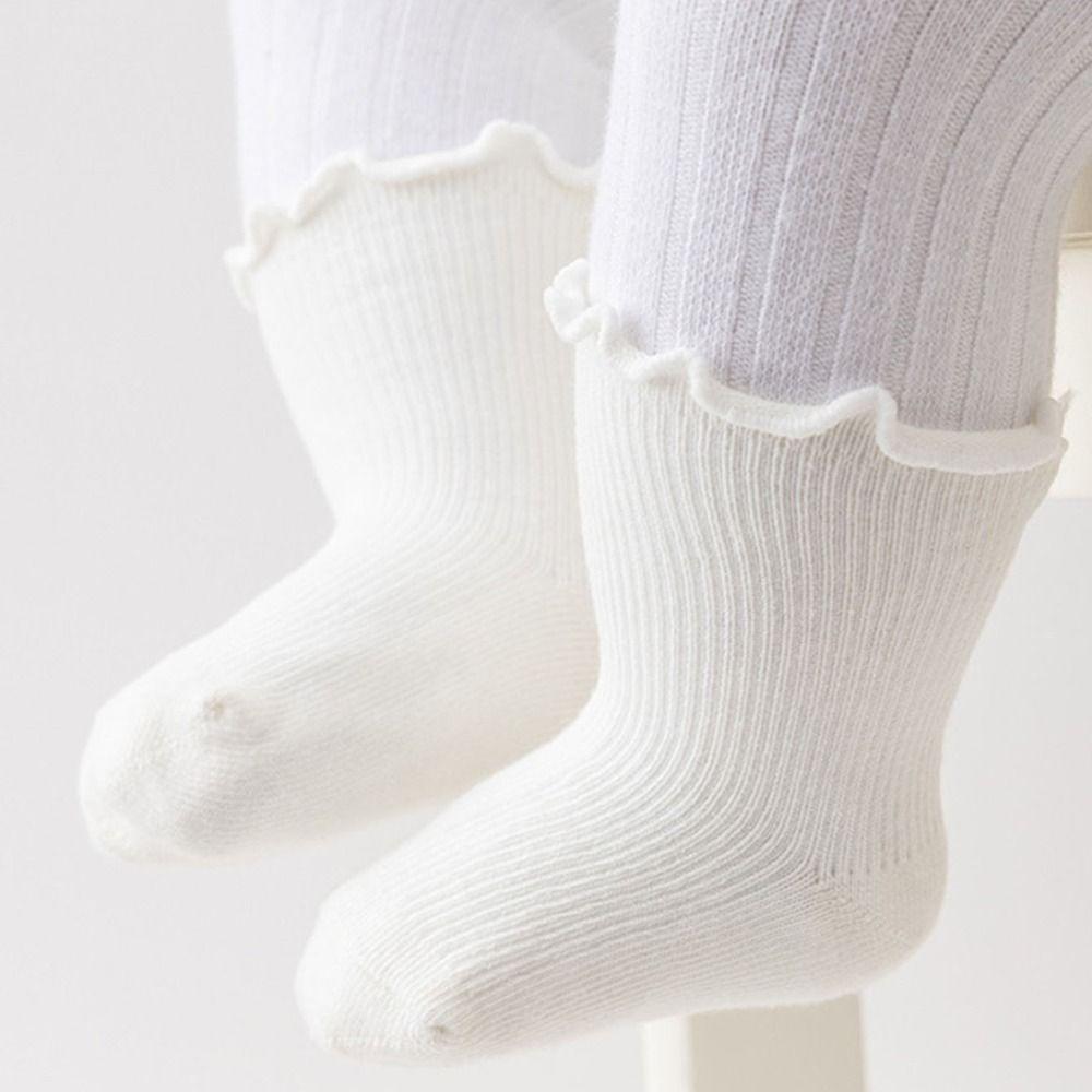 6 пар дышащих детских хлопковых носков с оборками, милые носки для малышей, простые детские носки с коротким паголенком, детские