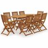 VidaXL Foldable Garden Dining Furniture 9 Pcs Table and Patio Chairs Outdoor Dining Set Living Room 3060198