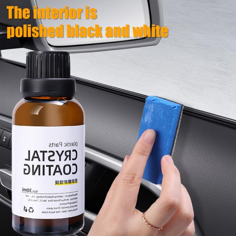 30 мл восстановитель пластика для ухода за салоном автомобиля, восстановление пластиковых деталей, кристаллическое покрытие, средство для восстановления с губкой, долговечный инструмент