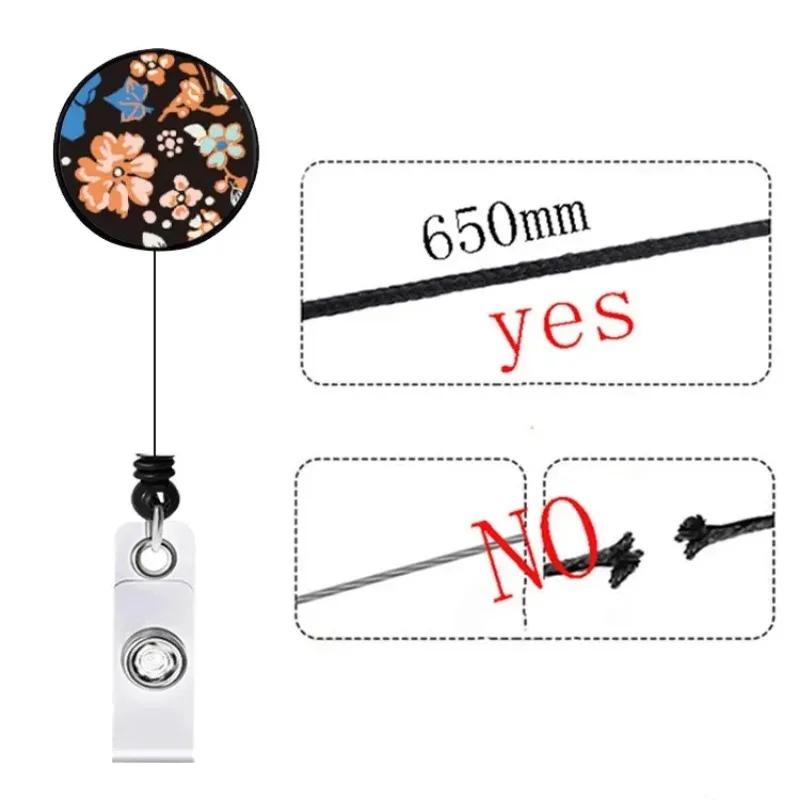 Staff Working Cards Holder With Retractable Long Lanyard And Badge Reel Flower Id Credit Cards Holder Cover For Woman Phone Rope