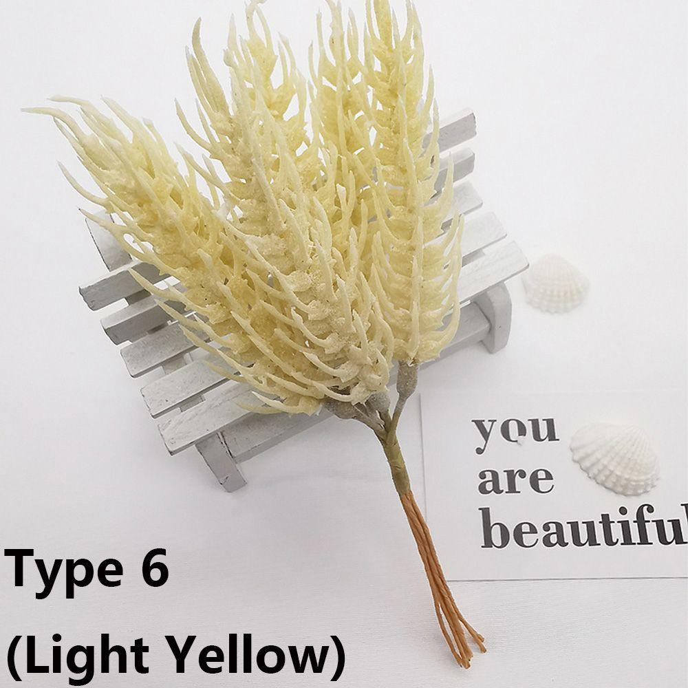 6PCS/Bundle DIY Home Decor Xmas Ornament Simulation Plants Faux Grass Pine Artificial Flowers