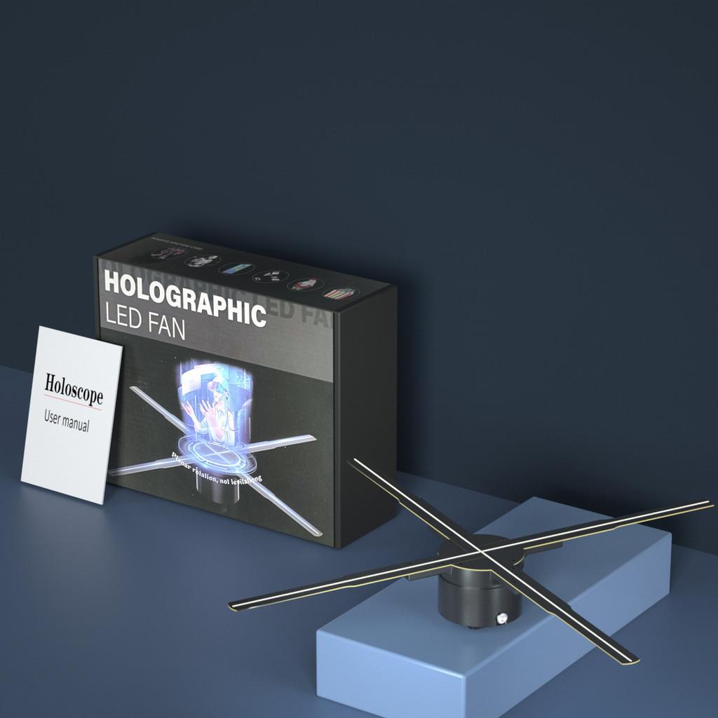 48 Вт Wi-Fi 3D дисплей Аэрофотосъемка Светодиодный логотип Голографический свет 3D вентилятор Настенная рекламная машина Голографический проектор