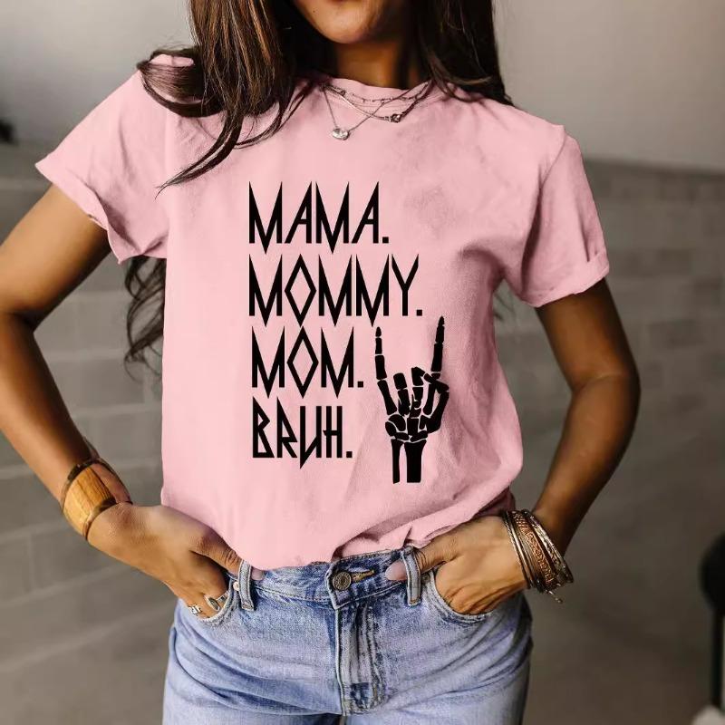 Летняя футболка с принтом MAMA MOMMY из чистого хлопка, с круглым вырезом, свободного кроя, с короткими рукавами, модная женская