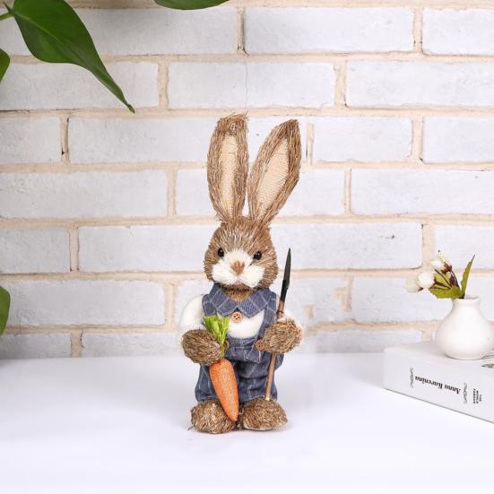 Пасхальный кролик орнамент реалистичный домашний декор рогоз трава пасхальная вечеринка настольный кролик декор пасхальные сувениры