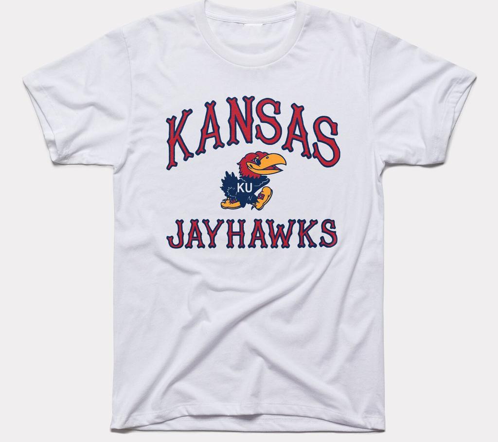 Kansas Jayhawks Logo T-Shirt Mens Womens Tees Top White Short Sleeve All Sizes JJ4665