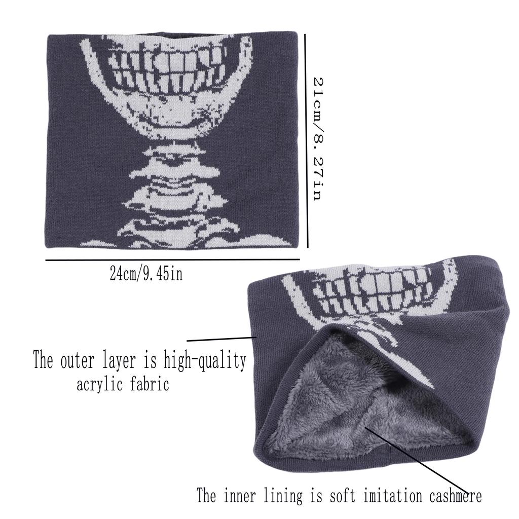 Мужской Женский Кашемировый Утепленный Зимний Шейный Платок Хэллоуин Вечеринка Лицо Черепа Полотенце Ветрозащитный Гейтер для Шеи Чехол Модный Теплый Шарф