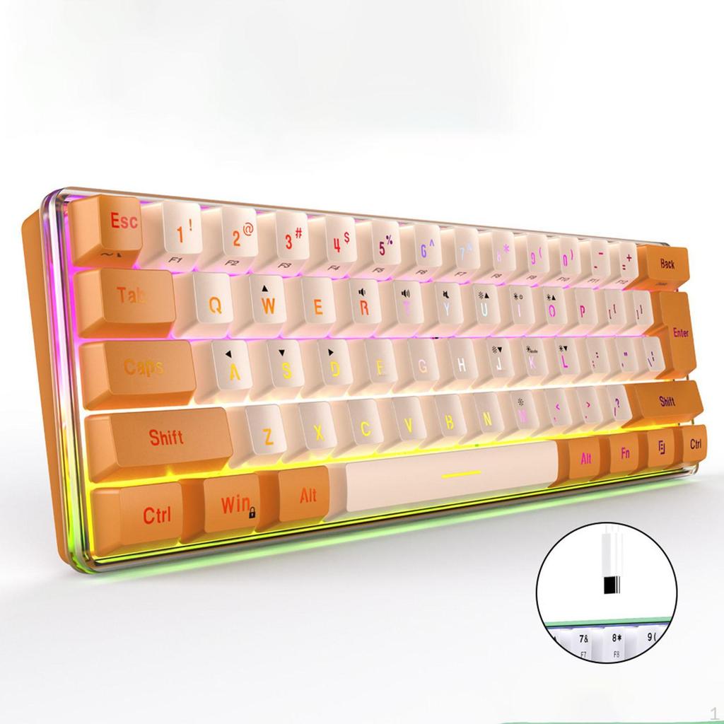Wired Gaming Computer Keyboard, Color Keycaps, RGB Lighting, Compact for Typing, Gaming, Office,