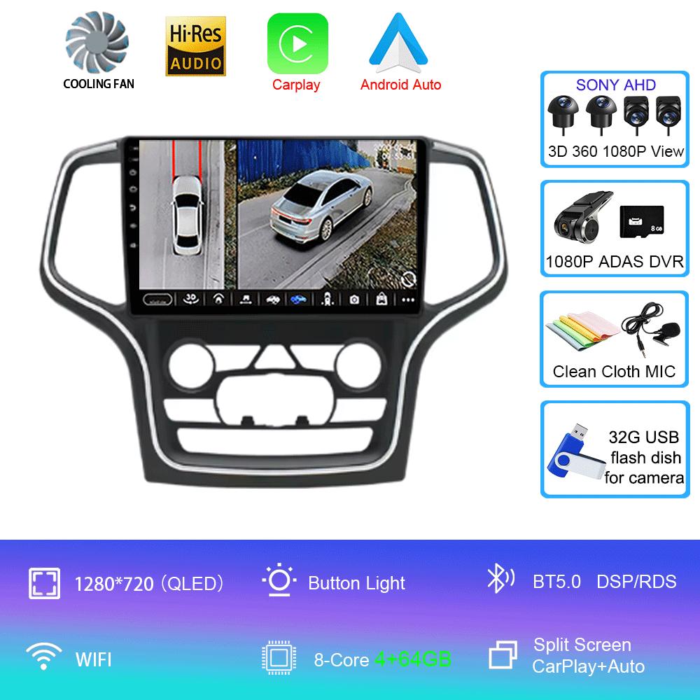 Для Jeep Grand Cherokee WK2 2014 Автомобильное радио Мультимедиа Carplay Навигация GPS Беспроводная Android Auto Car Stereo HDR Радио 5G Wifi
