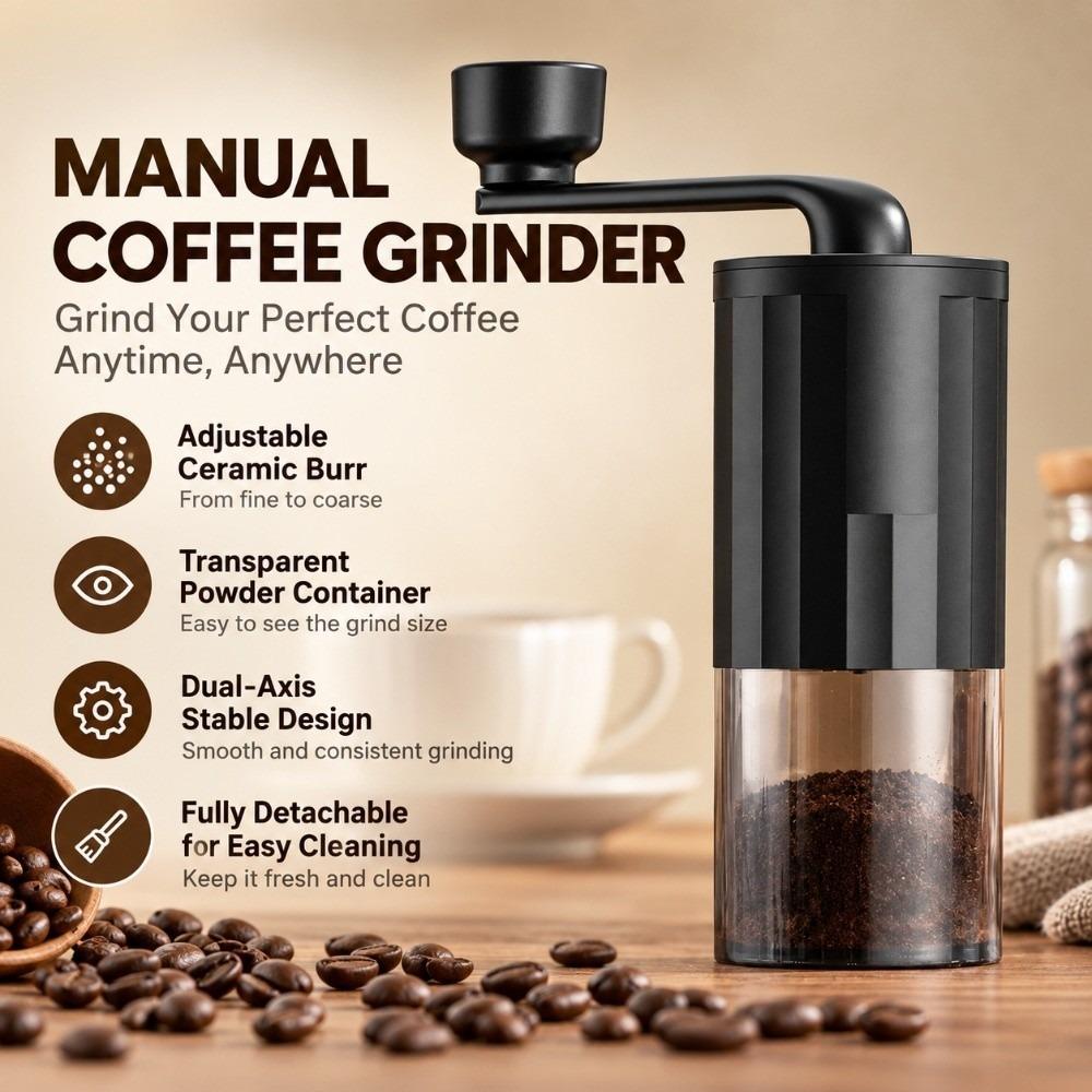 Small Household Manual Coffee Grinder Ceramic Burr Portable Adjustable Grinder Home Use