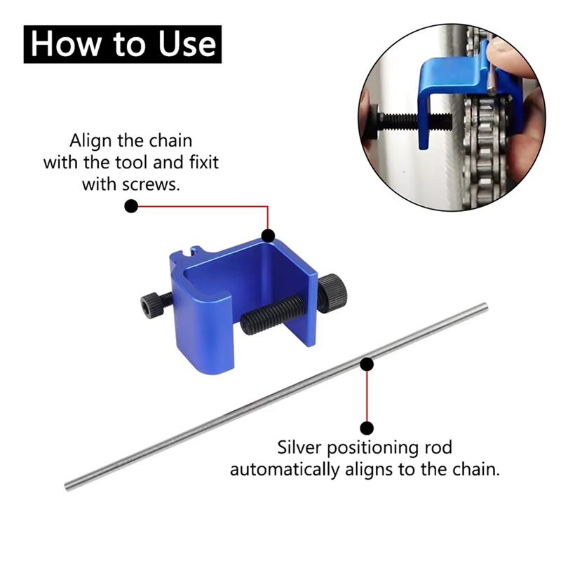 AB61-Alignment Tool For Motorcycle Chain Quick Accurate Aluminium Alloy Sprocket Chain Repair Parts Tool Black