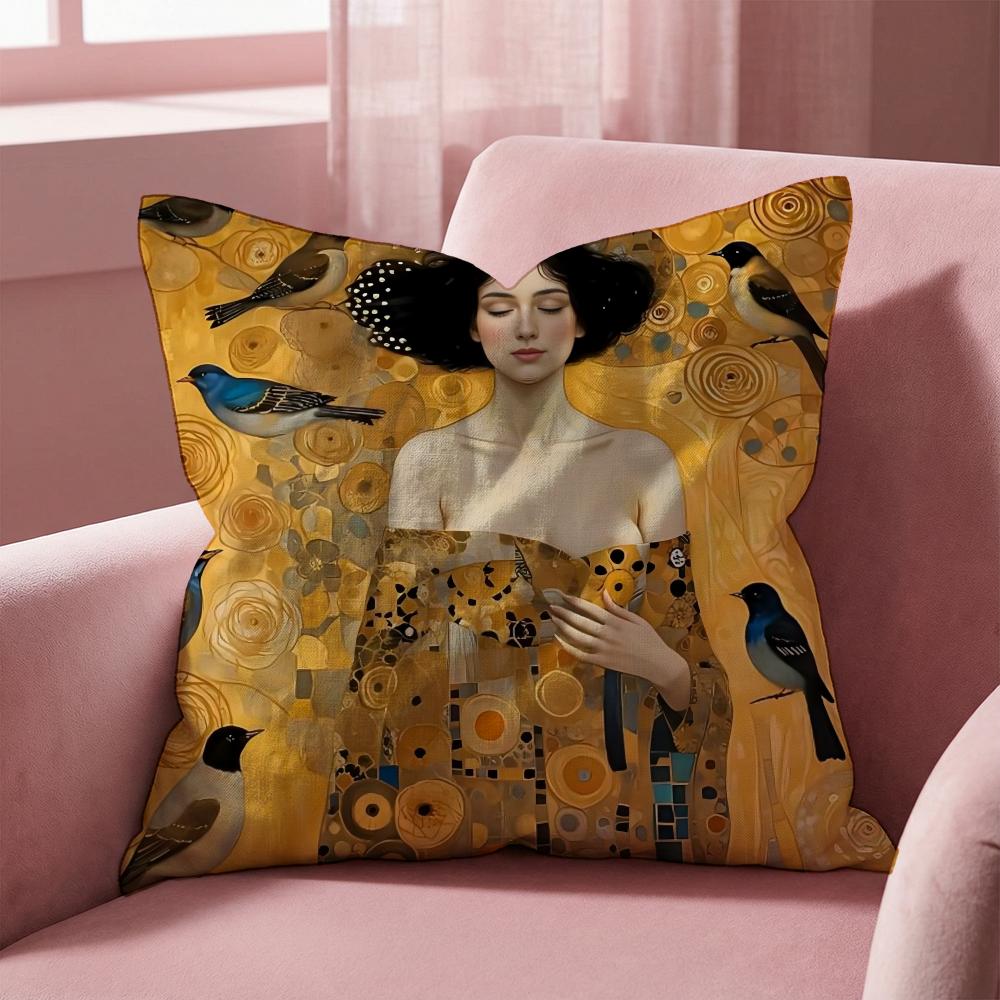 Чехол для подушки с изображением картины маслом Густава К. Климта — двусторонний, мягкий и прочный, подходит для повседневного использования.