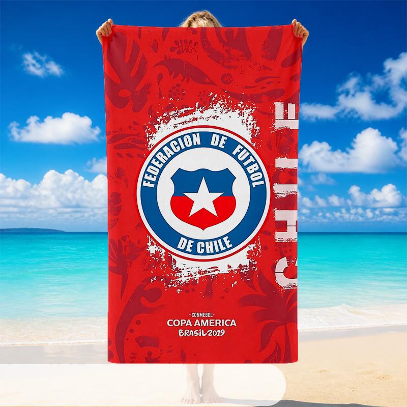 Quick Dry Beach Towel Chilean National Team Pattern, Lightweight Absorbent Towel for Pool Beach Vacation Use