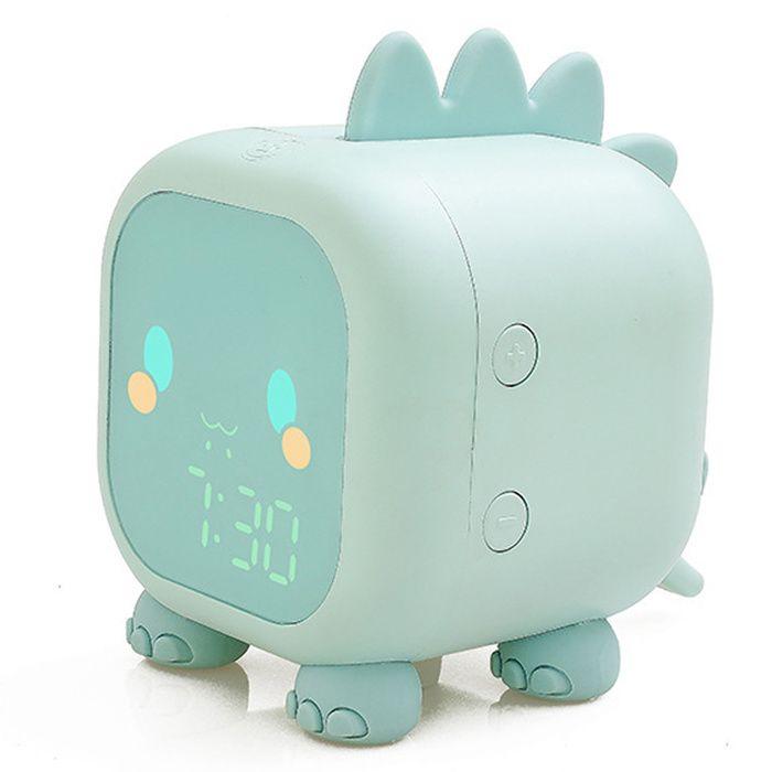 Réveil dinosaure bleu pour enfants avec veilleuse, horloge numérique pour enfants - Vert -