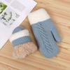 Knitted gloves women's mittens winter cute solid color warm velvet thickened cold riding gloves