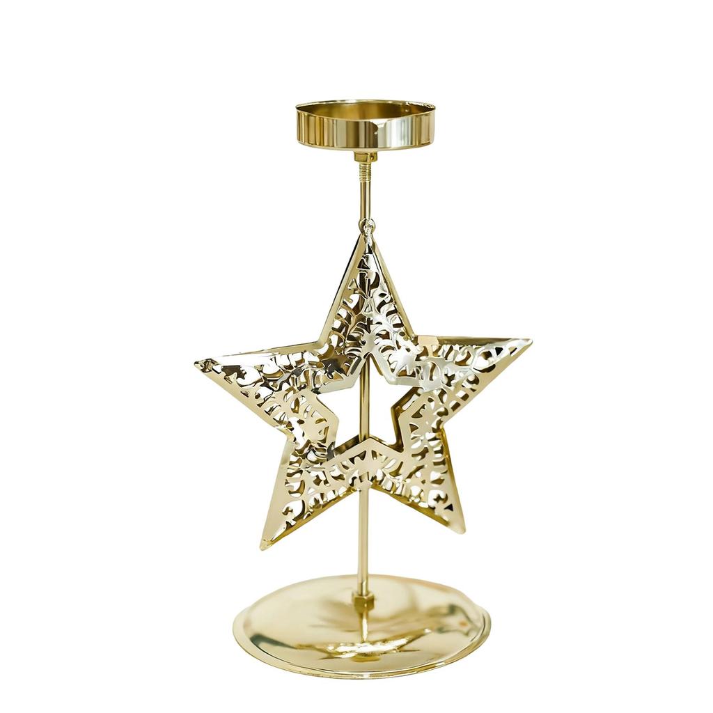 Christmas Candle Holder, Golden Iron Desktop Candle Holder Decoration, Holiday Table Center, Suitable For Party Decoration