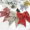 Gold Glitter Christmas Bow for Window Displays and Tree Decorations