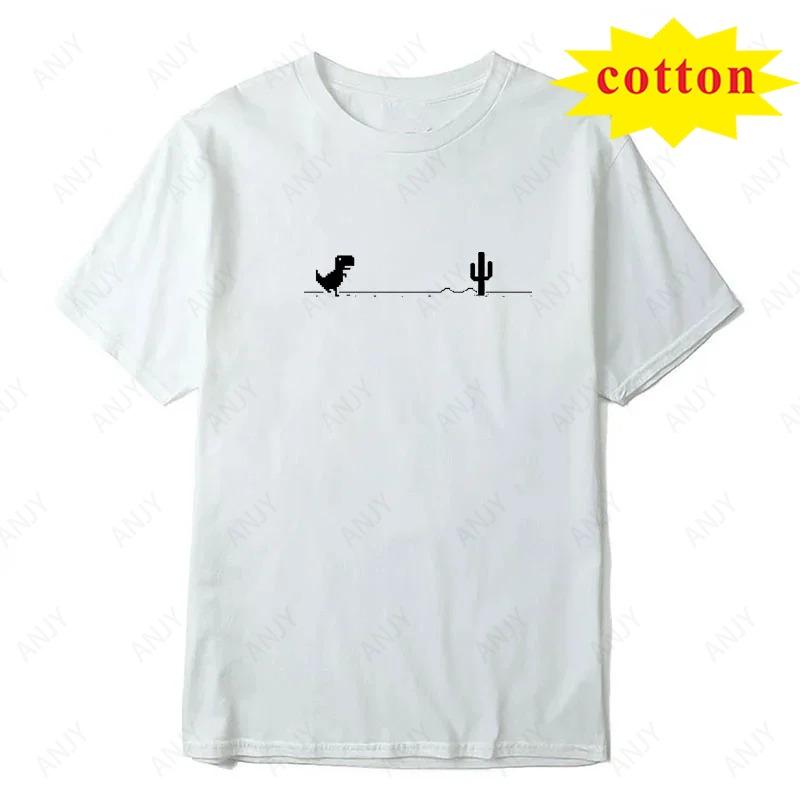 Mosaic Game Cactus Dinosaur Print Creative Funny Street Wear Fashion Casual Summer Unisex Unisex Universal Shortsleeved Tshirt
