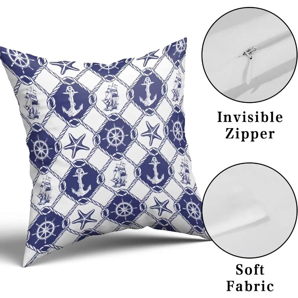 Морской Набор Наволочек для Подушек из Темно-синего цвета с Якорем, Декоративные Наволочки для Дома, для Дивана, Кушетки, Кровати, Офиса, Автомобиля