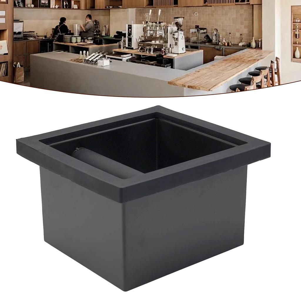 Coffee Grounds Box Stainless Steel Espresso Coffee Knock Box  Desktop Embedded Hollow Bottomless Grounds Bucket Grounds Bin