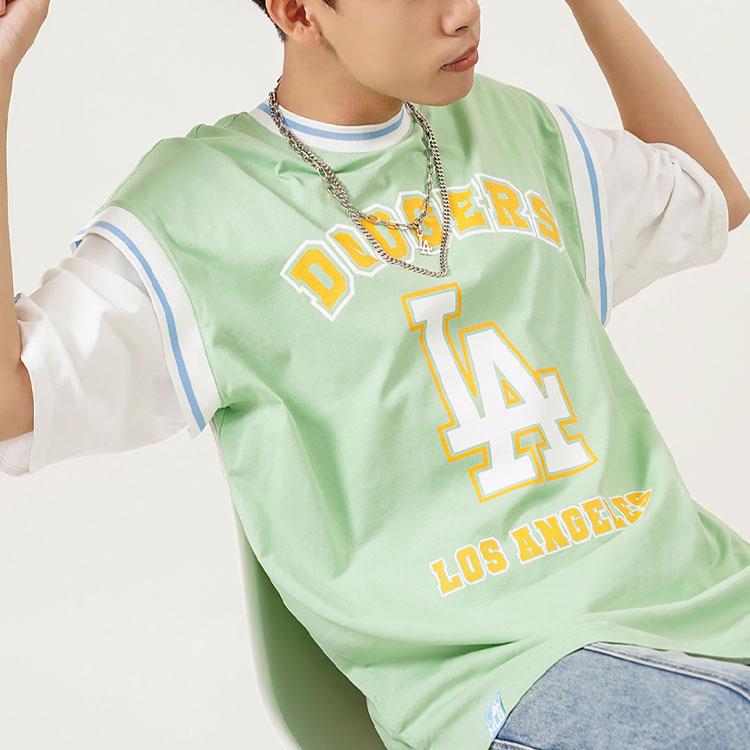 Новая футболка MLB со спущенным плечом, унисекс, светло-зеленая, 3ATSEC823-07KAL